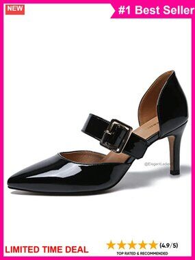 Pointed Toe Kitten Heel Pumps Adjustable Buckle Strap Dressy Shoes